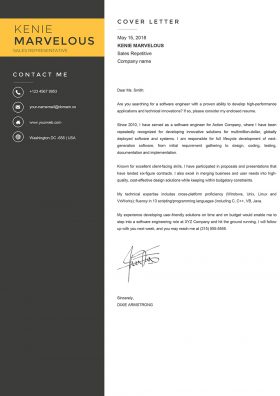 Sales Representative Cover Letter template